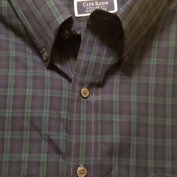 CLUB ROOM PERFORMANCE BLACKWATCH PLAID COTTON  BUTTON UP SHIRT 18.5 34/35  MEN - Picture 8 of 9